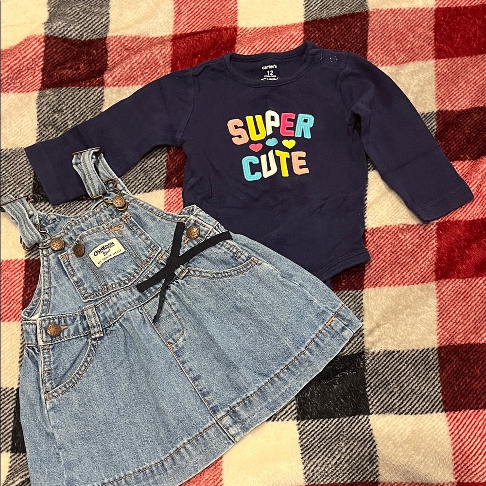 OshKosh B'gosh Blue Denim Dress with Navy Bodysuit
